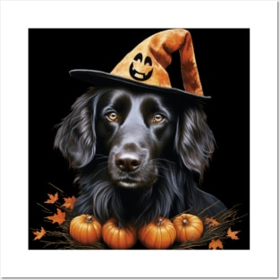 Flat Coated Retriever Halloween Posters and Art